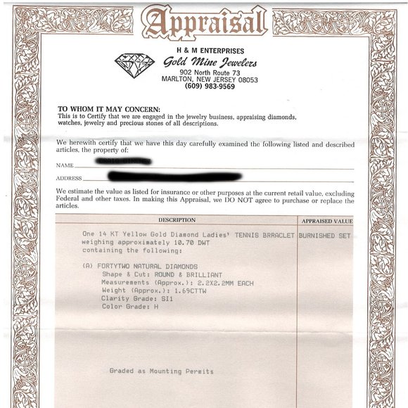 14K Gold & 42 Natural Diamonds Tennis Bracelet, Appraisal Shown - Picture 5 of 8